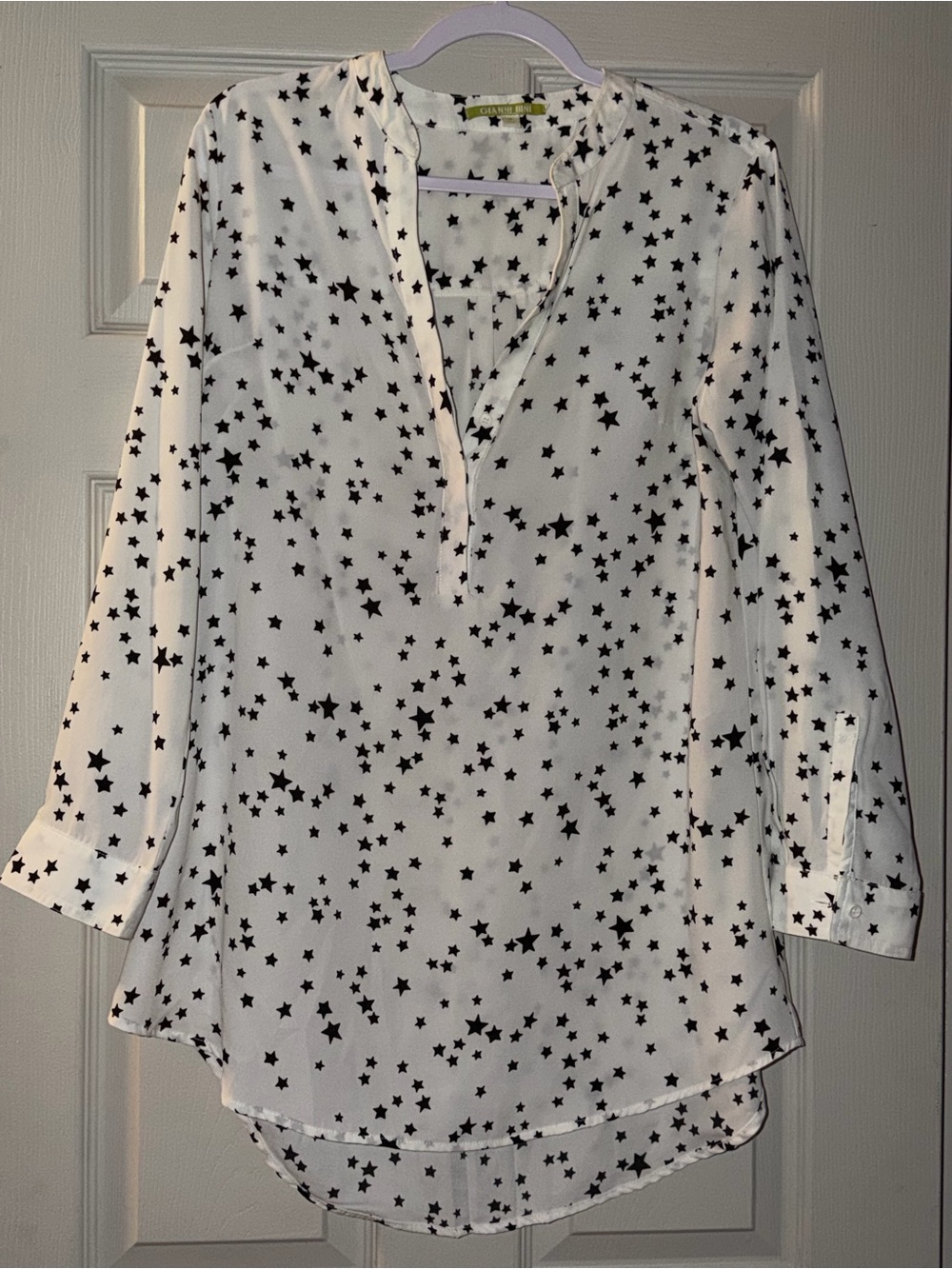 Gianni Bini White Tunic Dress with Black Star Print